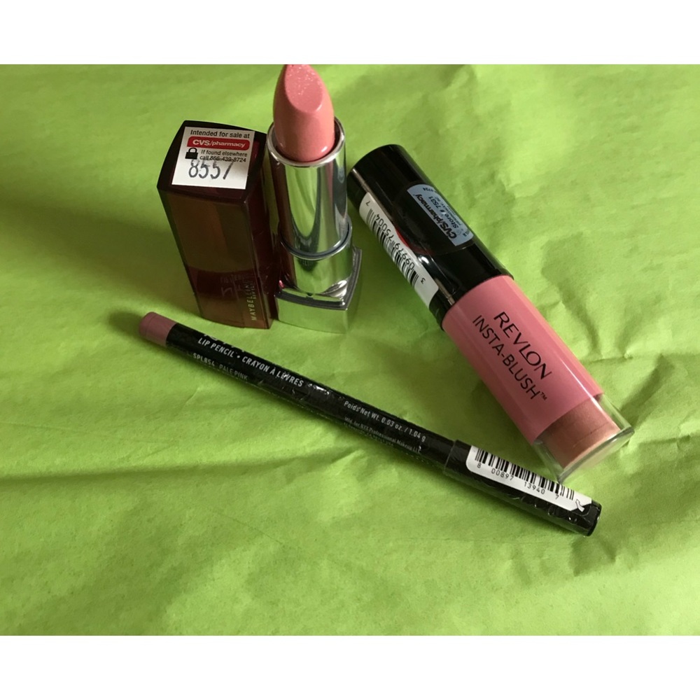 Makeup set of 3 products mabelline lipstick,NYX Lipliner, Revlon Insta blush